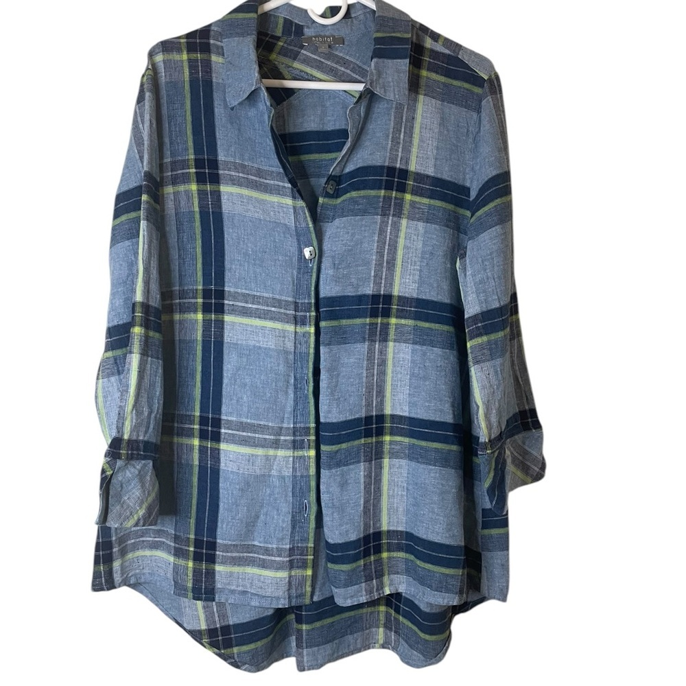 Habitat Blue and Green Plaid Button Down Shirt
